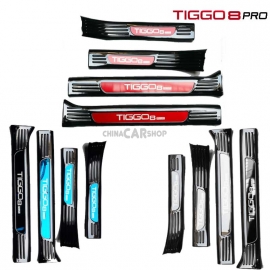 Накладки на внутренний порог черный титан для Tiggo 8 pro
