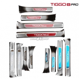 Накладки на внутренний порог серебро для Tiggo 8 pro