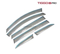 Дефлекторы 6 шт затемненные с хром полосой для Tiggo 8 pro