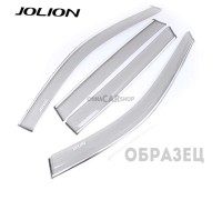 Дефлекторы 4 шт затемненные с хром полосой для Jolion
