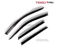Дефлекторы 4 шт затемненные с хром полосой для Tiggo 7 pro