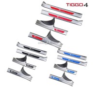 Накладки на внутренний порог серебро для Tiggo 4