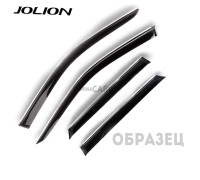 Дефлекторы 4 шт черные с хром полосой для Jolion