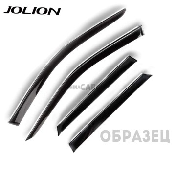 Дефлекторы 4 шт черные с хром полосой для Jolion